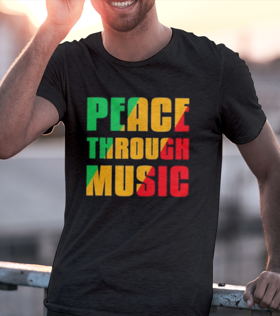 Peace Through Music Reggae Rasta Jamaica T-Shirt