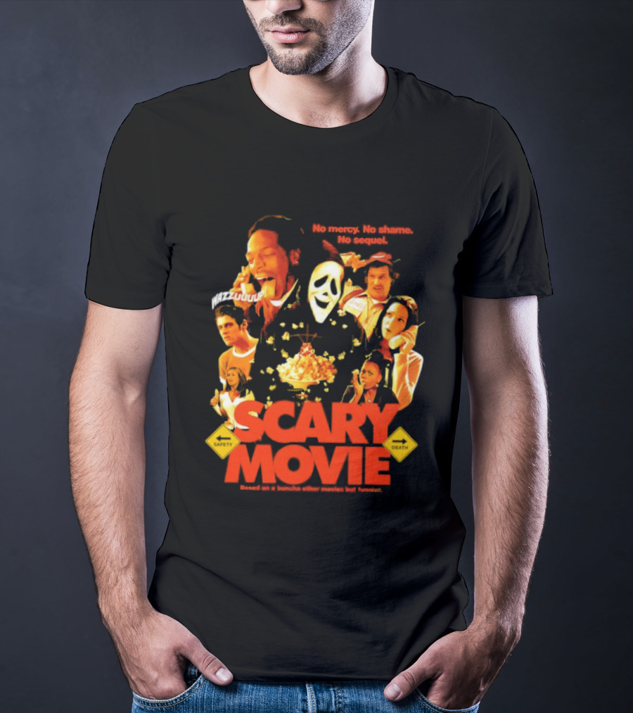 Scary Movie No Mercy No Shame No Sequel Spoof Characters Popcorn Scene T-Shirt