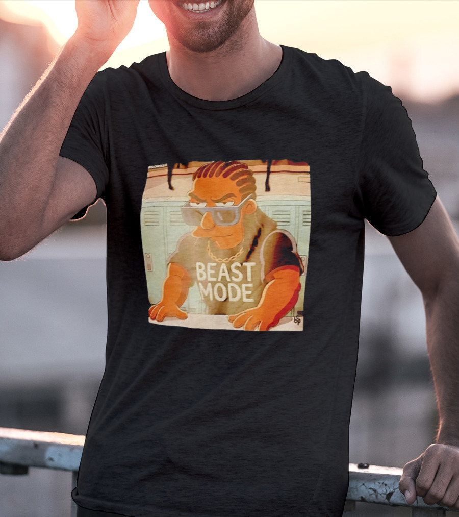 Simpson X Big Chrizzle Beast Mode Character In Sunglasses Locker Room Scene T-Shirt