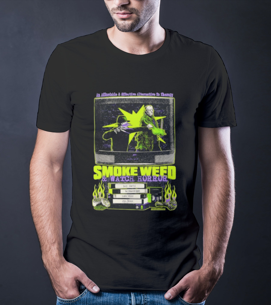 Affordable Effective Alternative Freddy Krueger Jason Voorhees Smoke Weed Horror T-Shirt