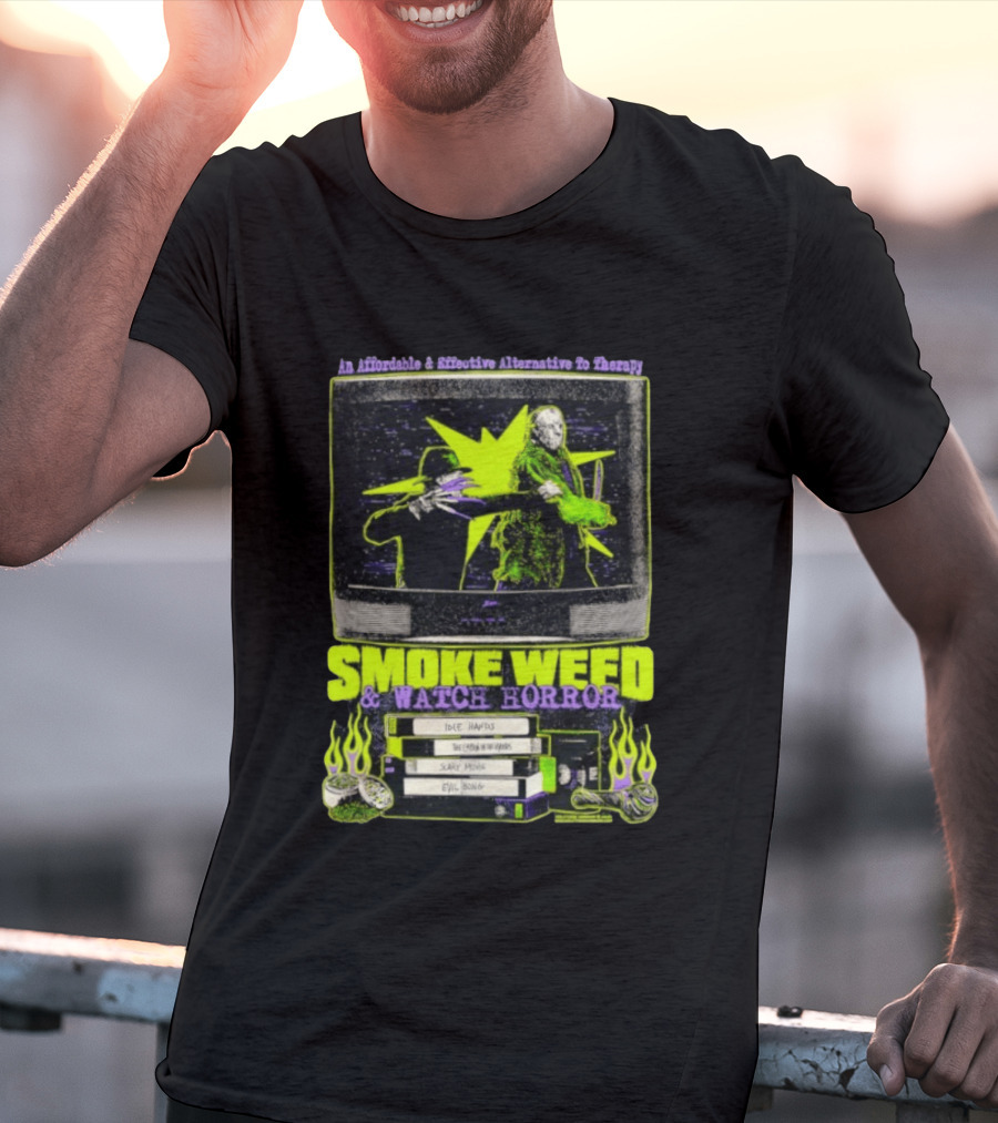 Affordable Effective Alternative Freddy Krueger Jason Voorhees Smoke Weed Horror T-Shirt