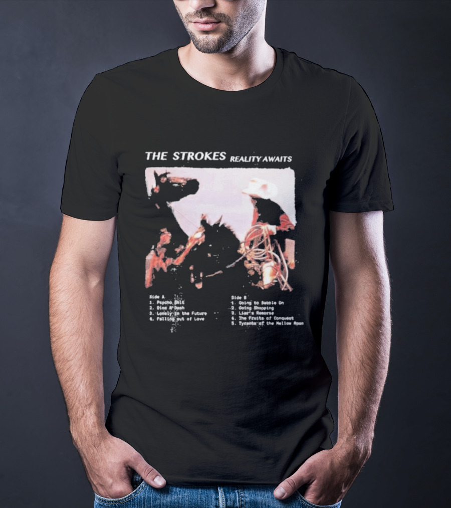 The Strokes Reality Awaits Tracklist Cowboy Imagery Future Nostalgia Space Cowboys T-Shirt