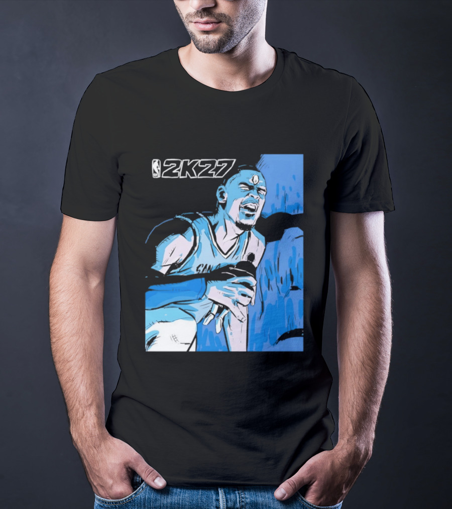Victor Wembanyama NBA 2K27 Basketball Game Cover T-Shirt