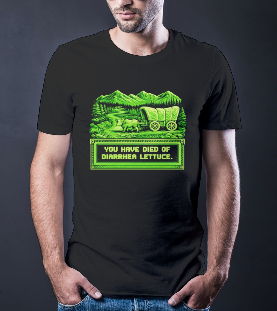 You Have Died Of Diarrhea Lettuce Wagon Trail Retro Gaming T-Shirt