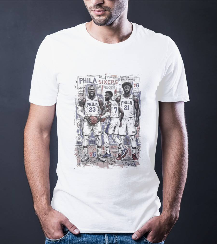Philadelphia 76ers Big 3 Process LeBron James Jaylen Brown Joel Embiid T-Shirt