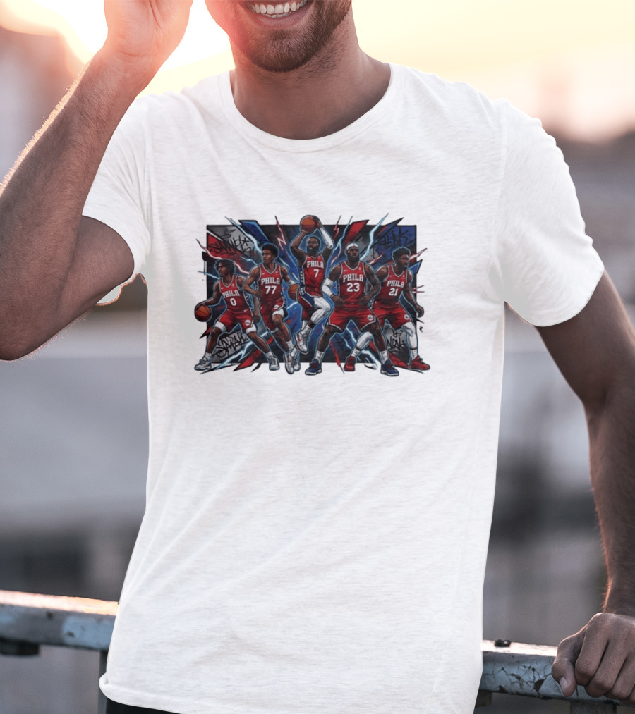 Philadelphia 76ers Lebron James Jaylen Brown Joel Embiid VJ Edgecombe Tyrese Maxey Phila Red Jerseys Basketball Team T-Shirt