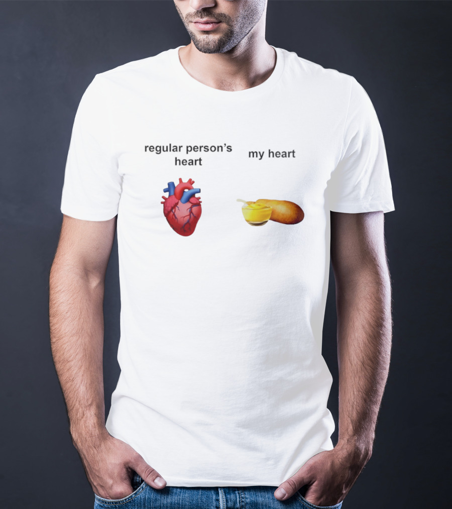 Regular Person's Heart My Heart Corn Dog Mustard T-Shirt