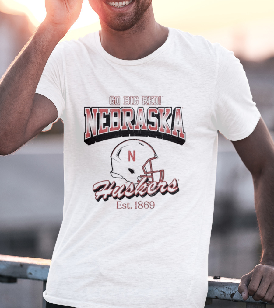 Go Big Red Nebraska Huskers Est 1869 Helmet T-Shirt