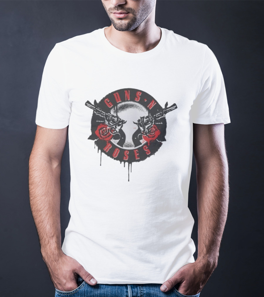 Guns N Roses World Tour 2026 Spray Painted Skull And Roses T-Shirt