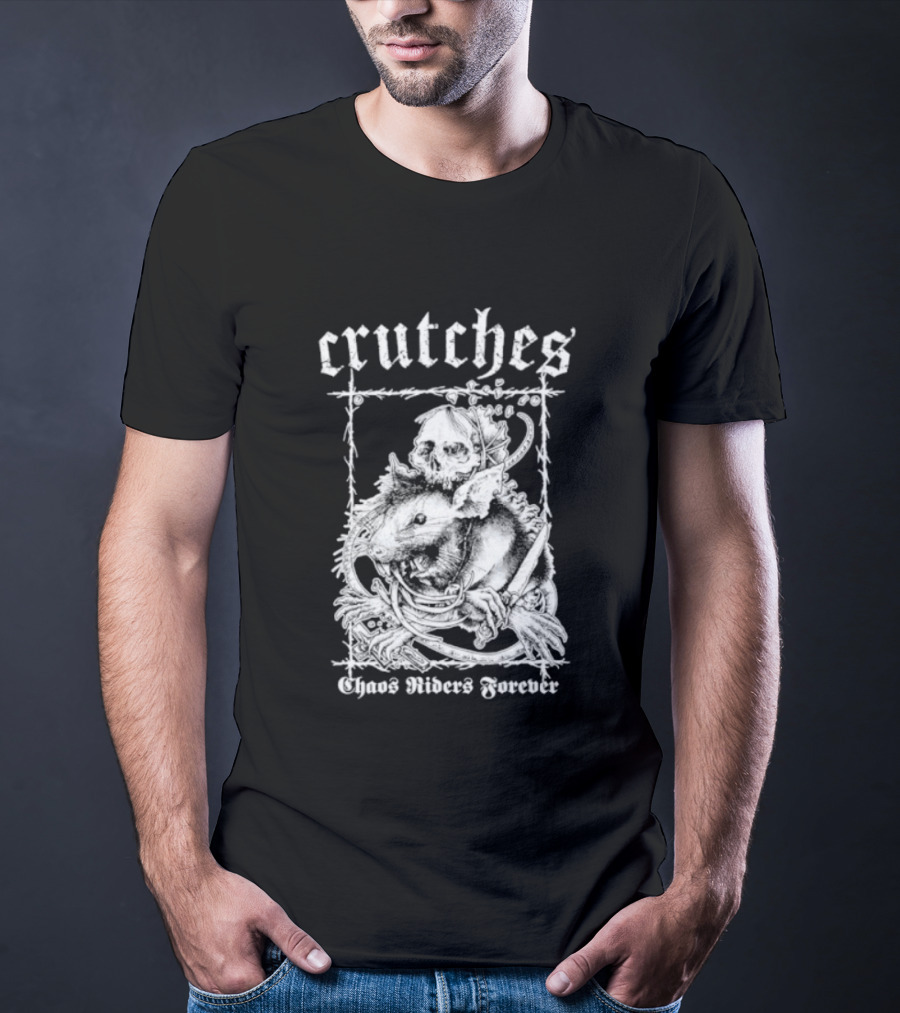 Crutches Chaos Riders Forever Skull Punk Rock T-Shirt