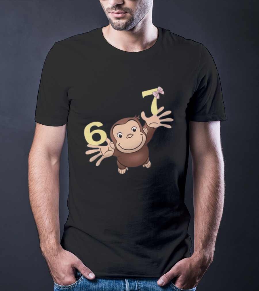 Curious George 67 Birthday Celebration Monkey And Numbers T-Shirt