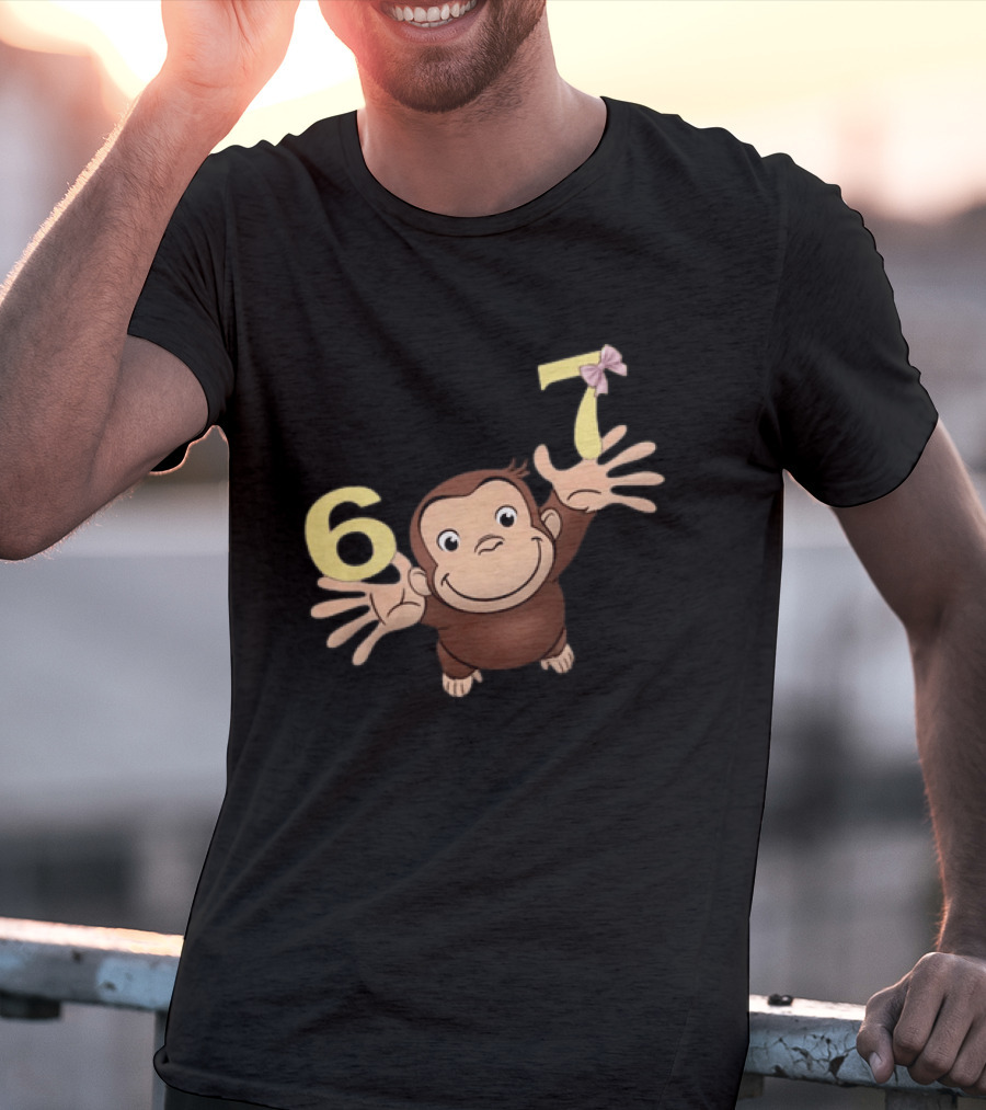 Curious George 67 Birthday Celebration Monkey And Numbers T-Shirt