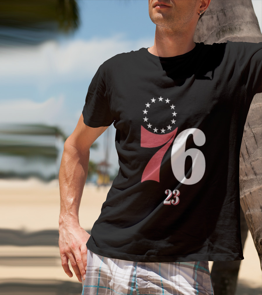Philadelphia 76ers LeBron James 23 In The Paint Name And Number Royal 76ers T-Shirt
