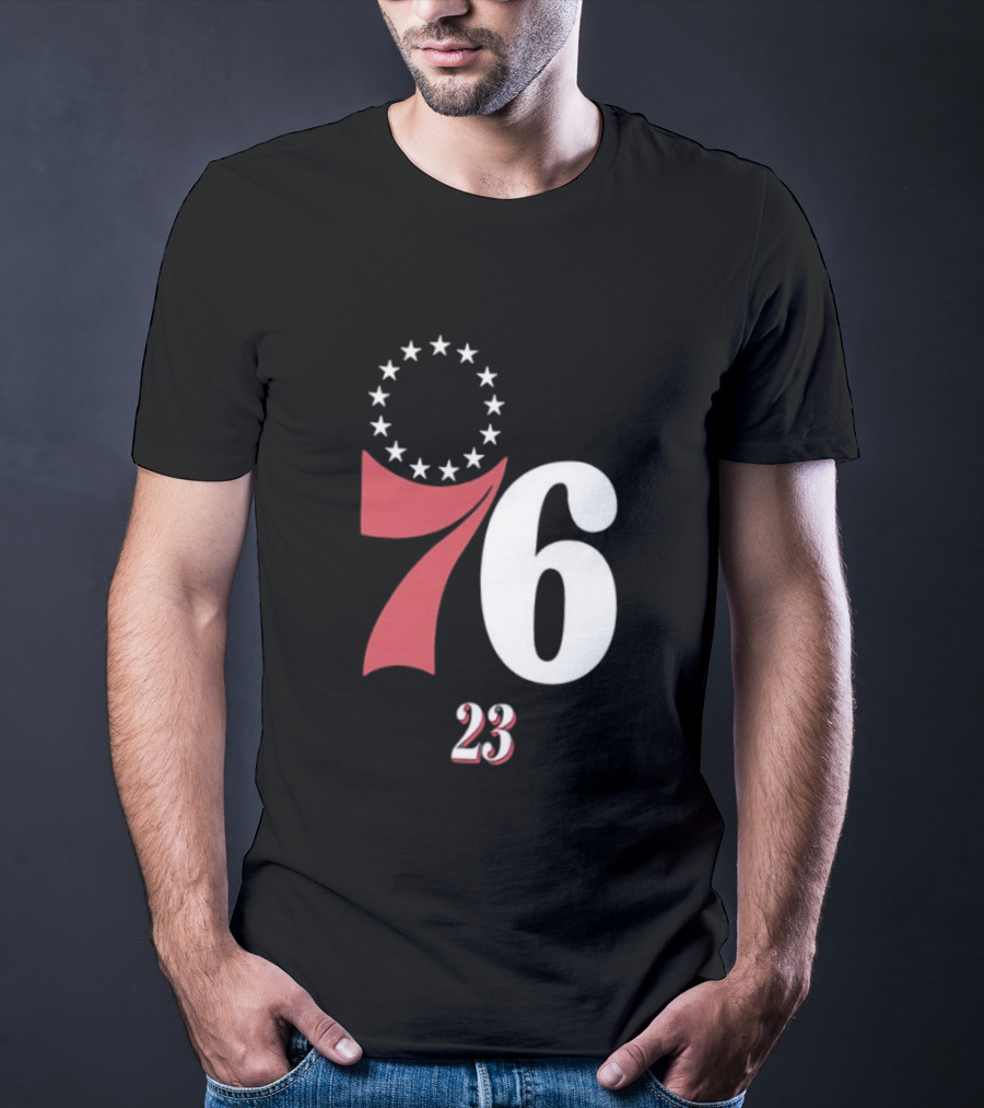 Philadelphia 76ers LeBron James 23 In The Paint Name And Number Royal 76ers T-Shirt
