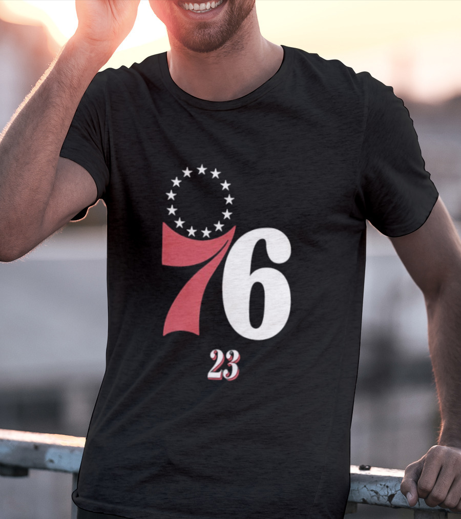 Philadelphia 76ers LeBron James 23 In The Paint Name And Number Royal 76ers T-Shirt