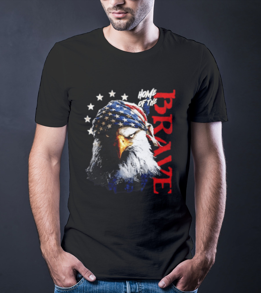 American Eagle Bandana Home Of The Brave Stars T-Shirt