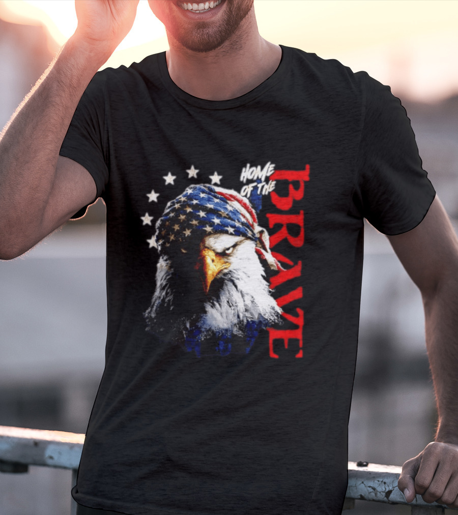 American Eagle Bandana Home Of The Brave Stars T-Shirt