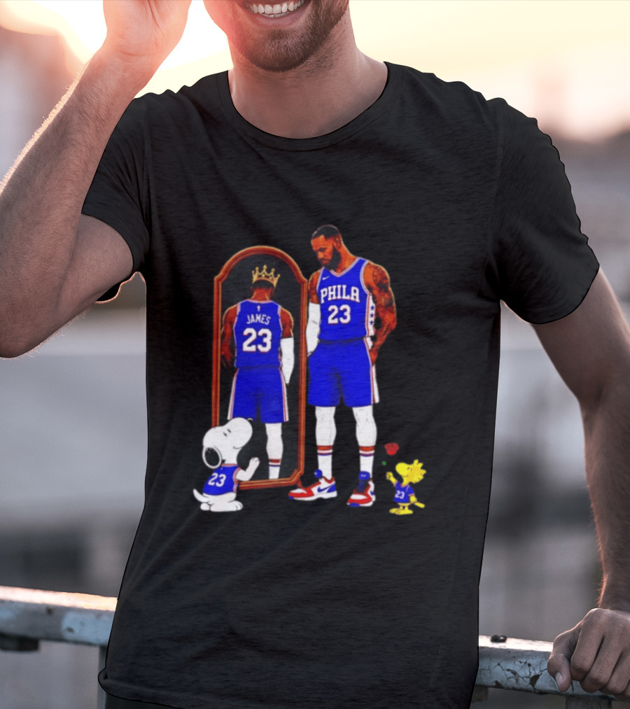 Snoopy Woodstock Mirror 23 King James Philadelphia 76ers T-Shirt