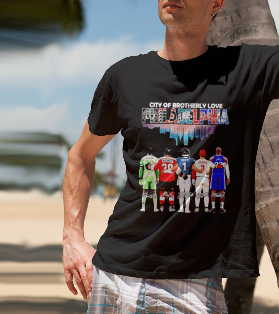 City Of Brotherly Love Philadelphia Skyline James Harper Hurts Blake Michkov T-Shirt