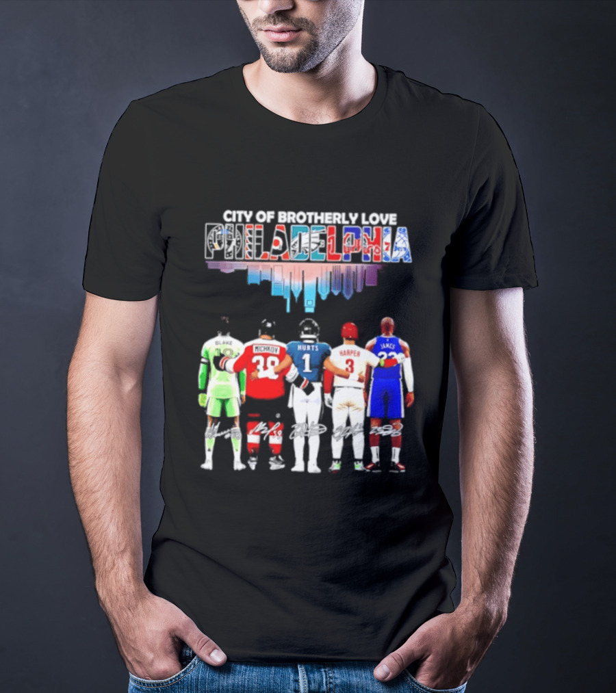 City Of Brotherly Love Philadelphia Skyline James Harper Hurts Blake Michkov T-Shirt