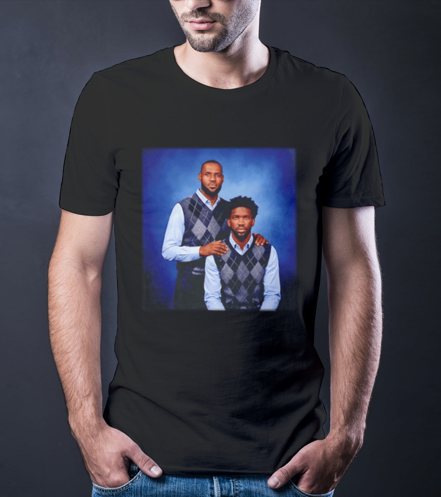 Lebron James Joel Embiid Philadelphia 76ers In Matching Argyle Sweaters T-Shirt
