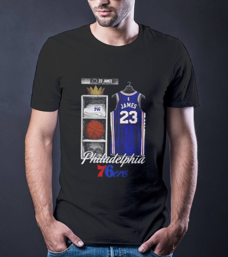 LeBron James 23 Jersey Philadelphia 76ers Locker Room T-Shirt