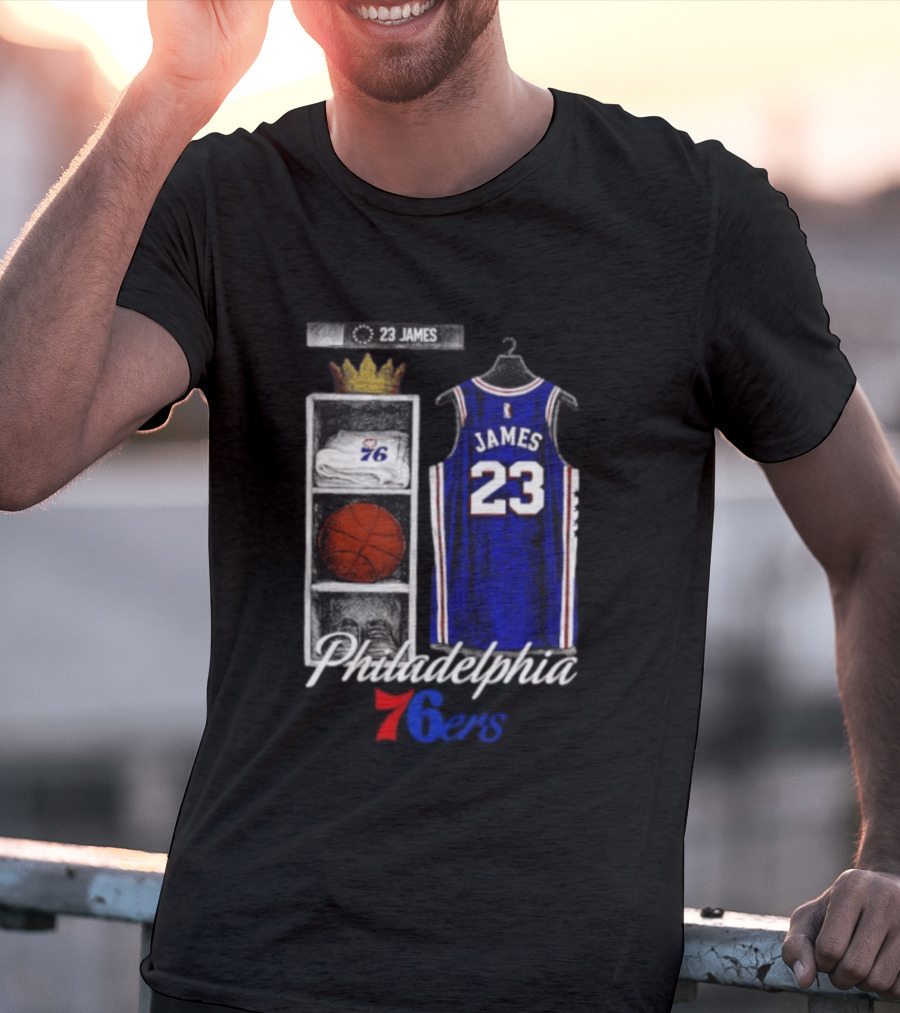 LeBron James 23 Jersey Philadelphia 76ers Locker Room T-Shirt