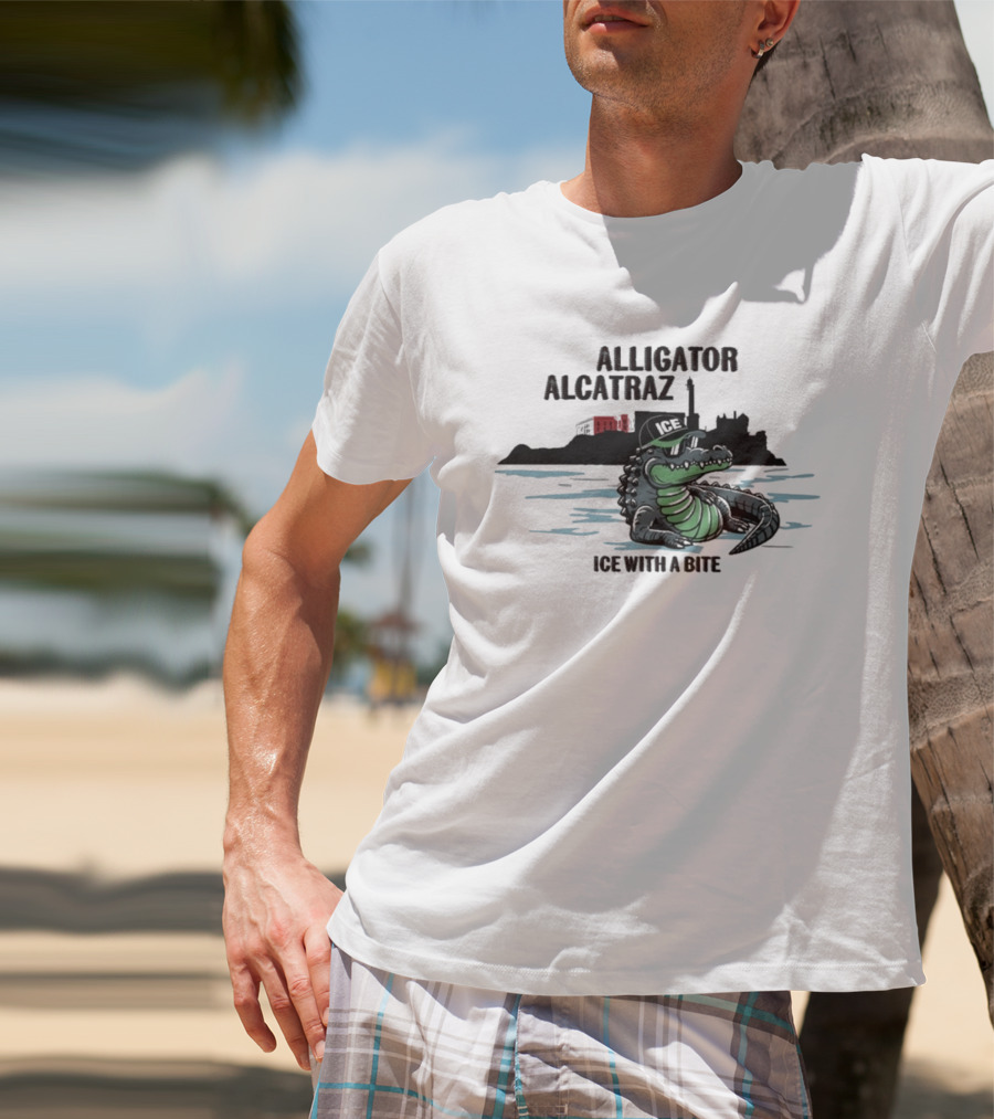 Alligator Alcatraz Ice With A Bite Chilling Reptile At San Francisco Bay T-Shirt