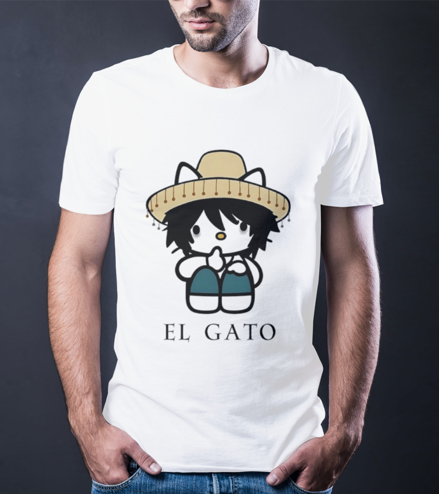 El Gato Hello Kitty L Lawliet Crossover With Sombrero T-Shirt