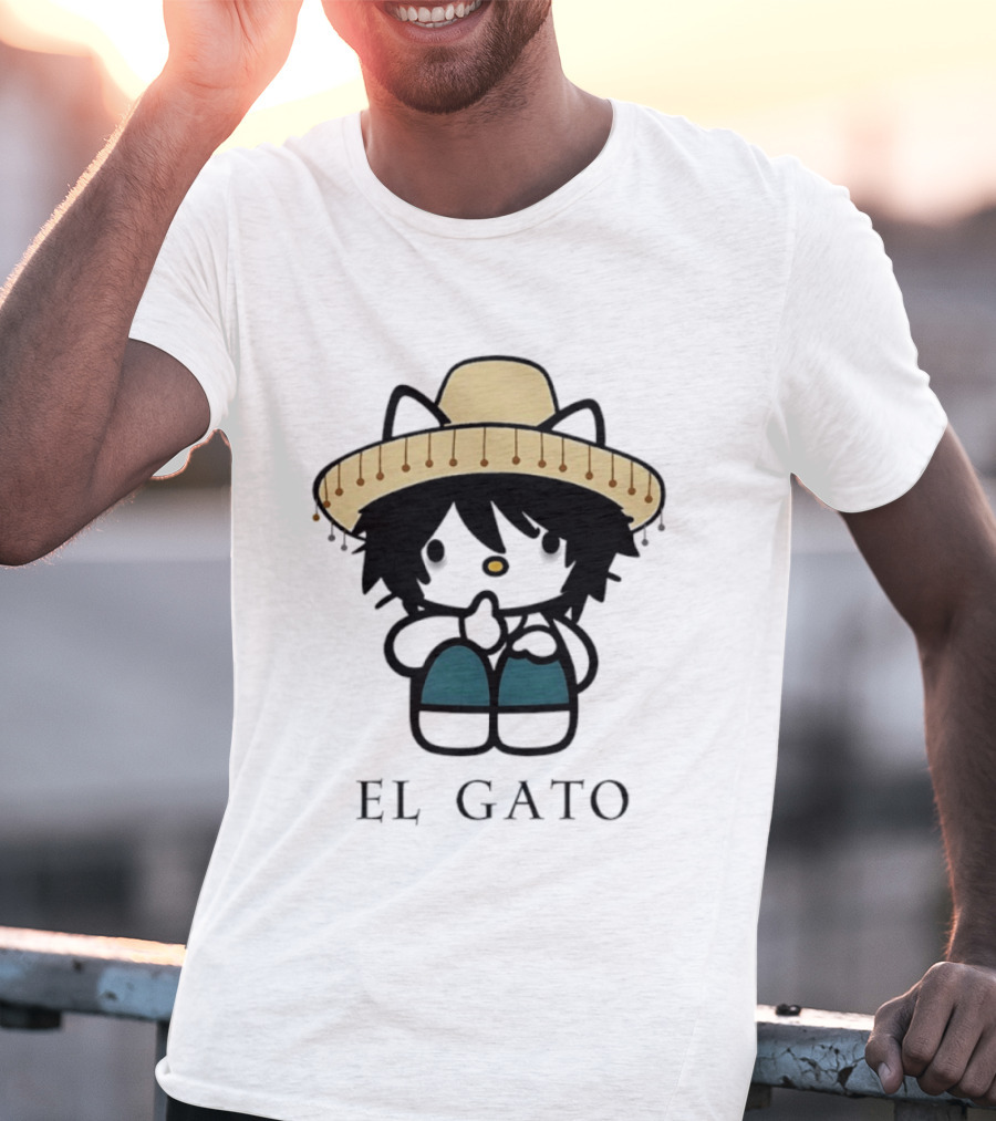 El Gato Hello Kitty L Lawliet Crossover With Sombrero T-Shirt