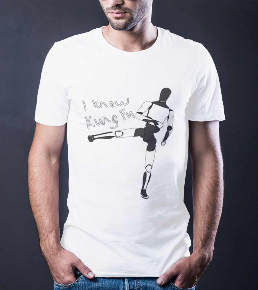 I Know Kung Fu Matrix Mannequin Neo Martial Arts Pose T-Shirt