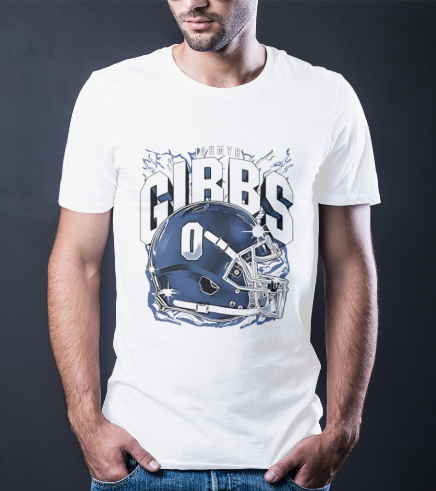 Jahmyr Gibbs 0 Detroit Lions Football Helmet 2026 GIBBS T-Shirt