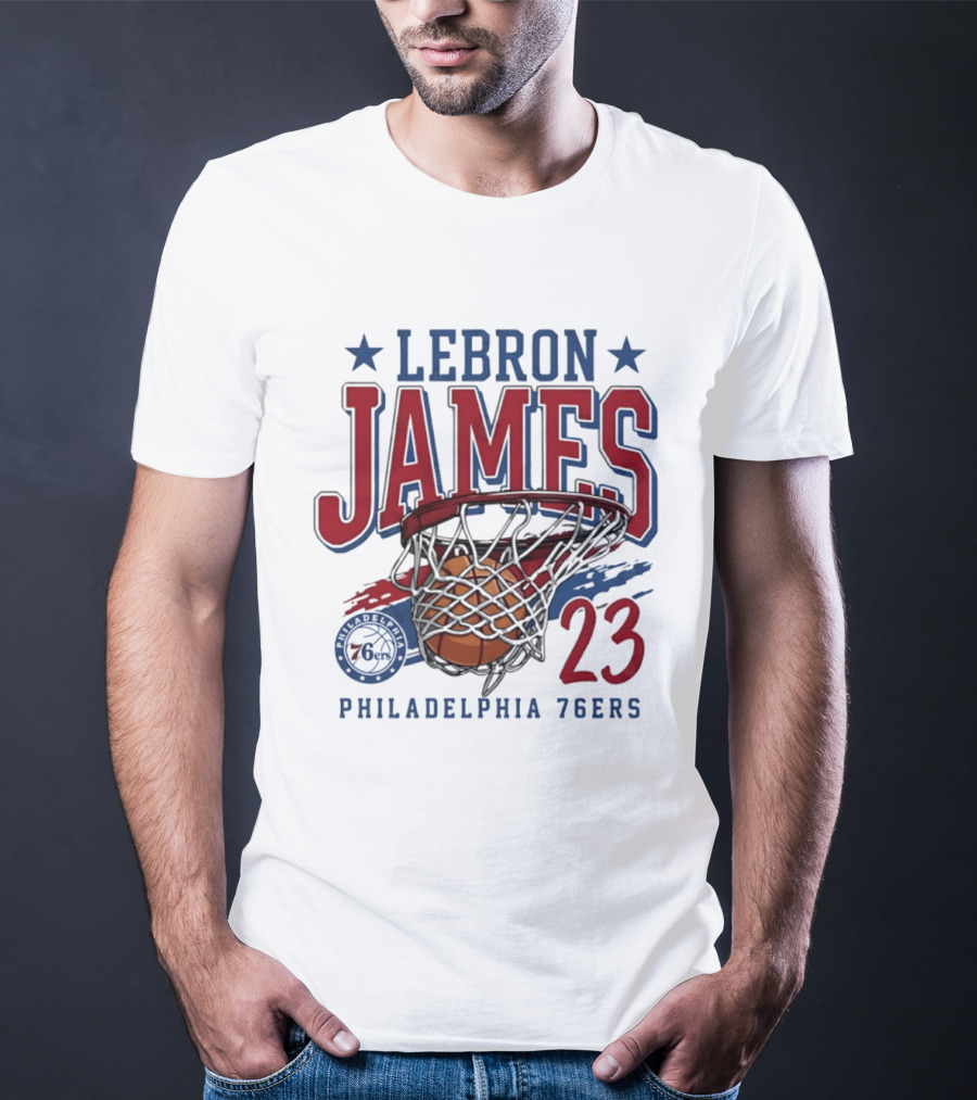 LeBron James Basketball 23 Hoop Philadelphia 76ers T-Shirt