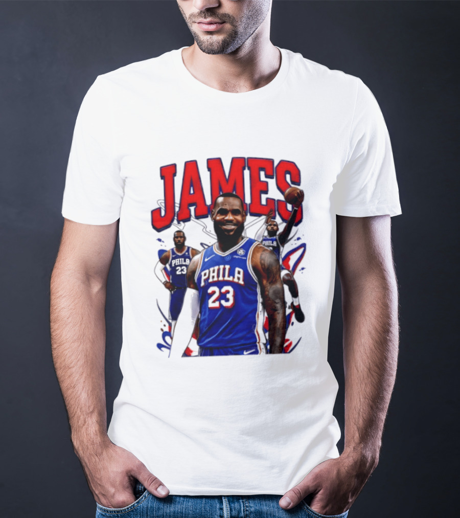Philadelphia 76ers LeBron James 2026 Basketball Player T-Shirt