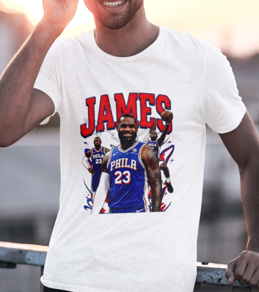 Philadelphia 76ers LeBron James 2026 Basketball Player T-Shirt