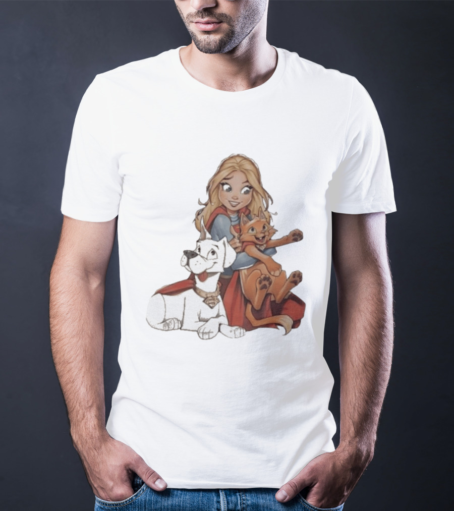 Supergirl Krypto Streaky Cartoon Characters Fun T-Shirt