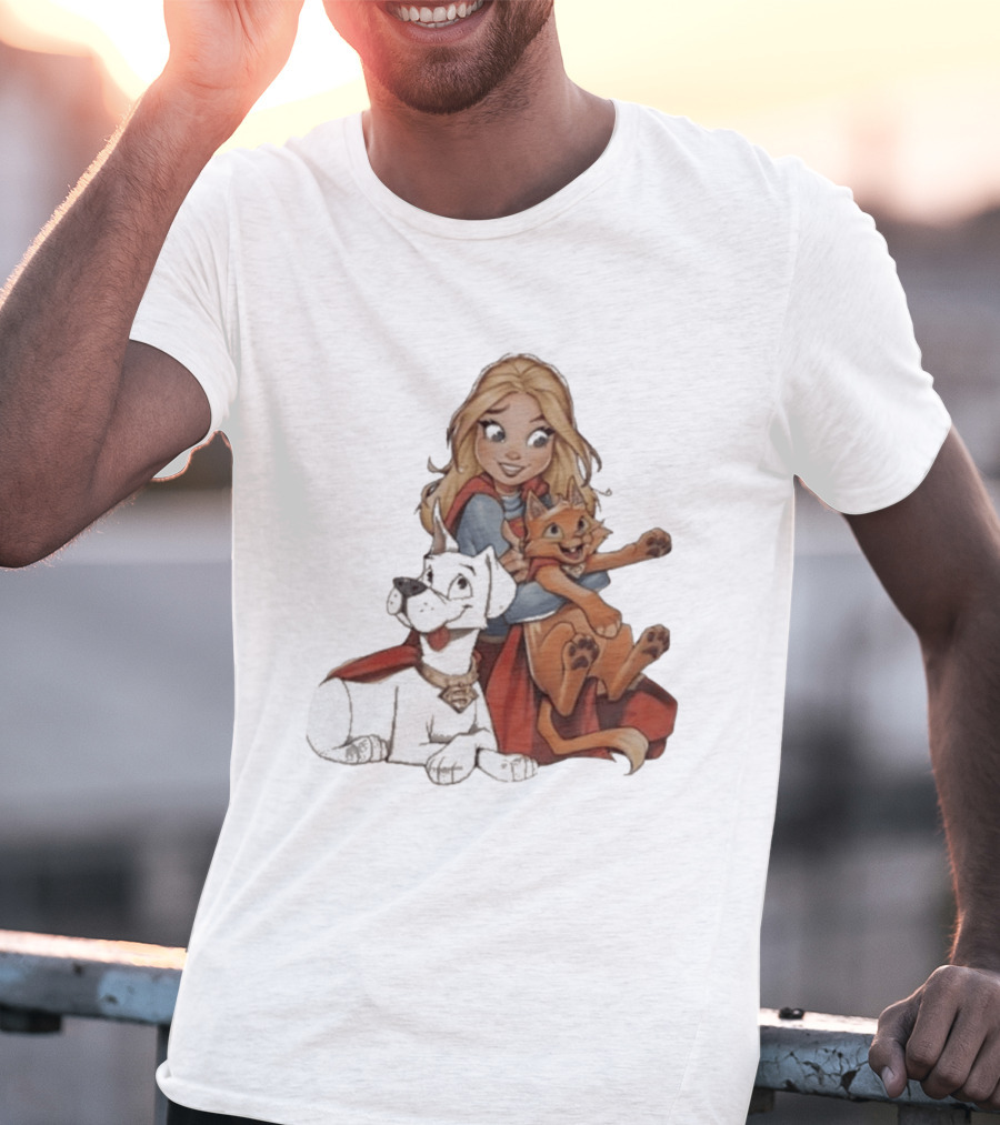 Supergirl Krypto Streaky Cartoon Characters Fun T-Shirt