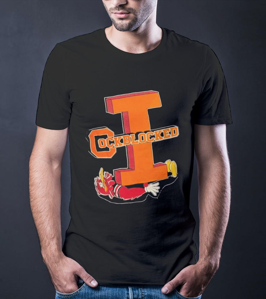 Cockblocked Illinois Fighting Illini Big I Defeat T-Shirt