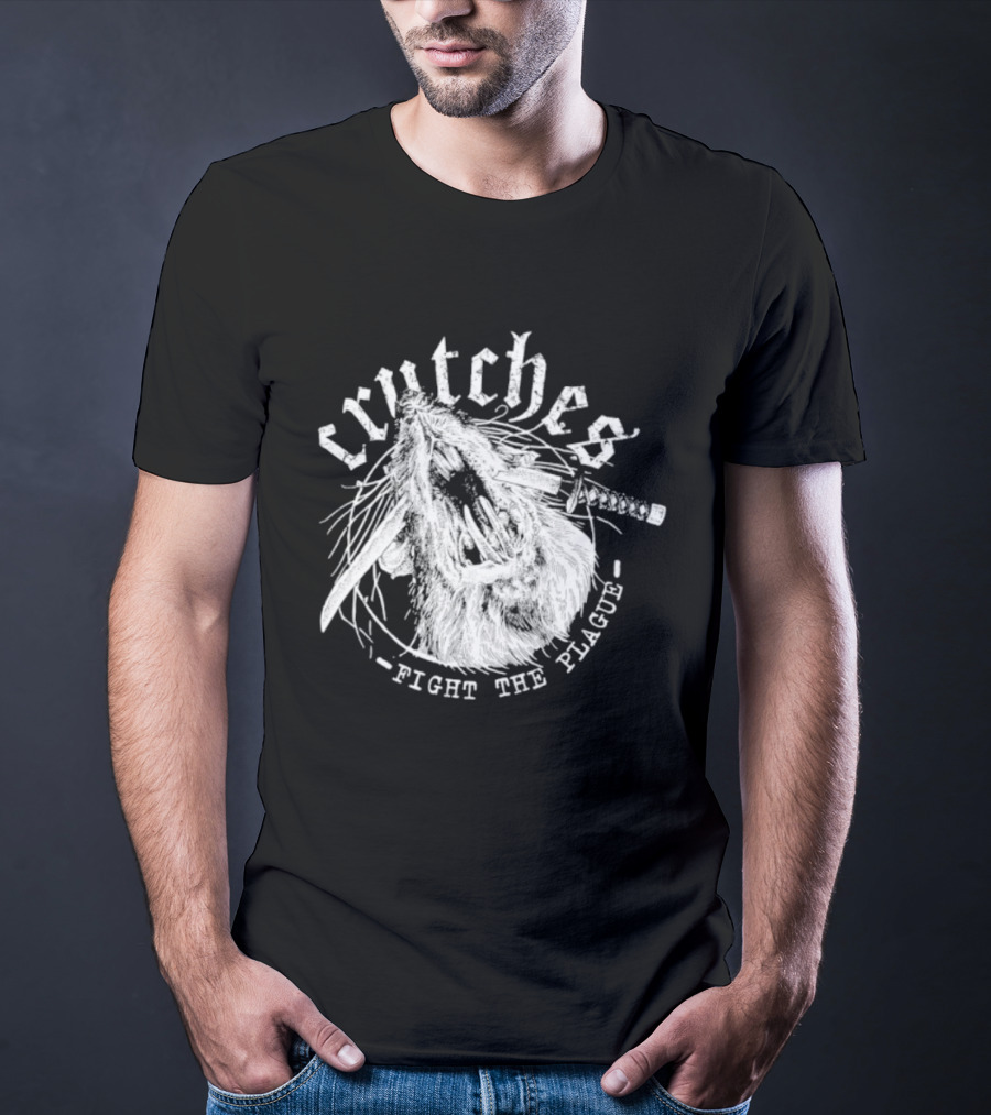 Crutches Fight The Plague Punk Hardcore Twig T-Shirt