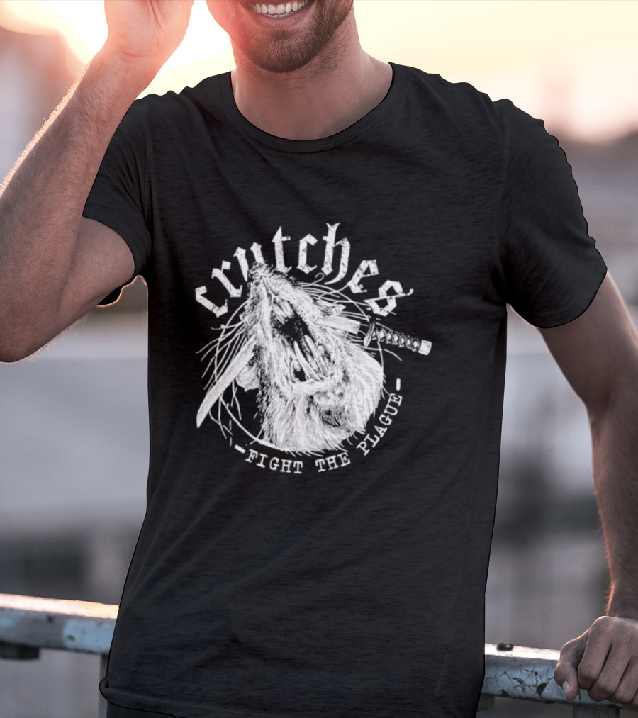 Crutches Fight The Plague Punk Hardcore Twig T-Shirt