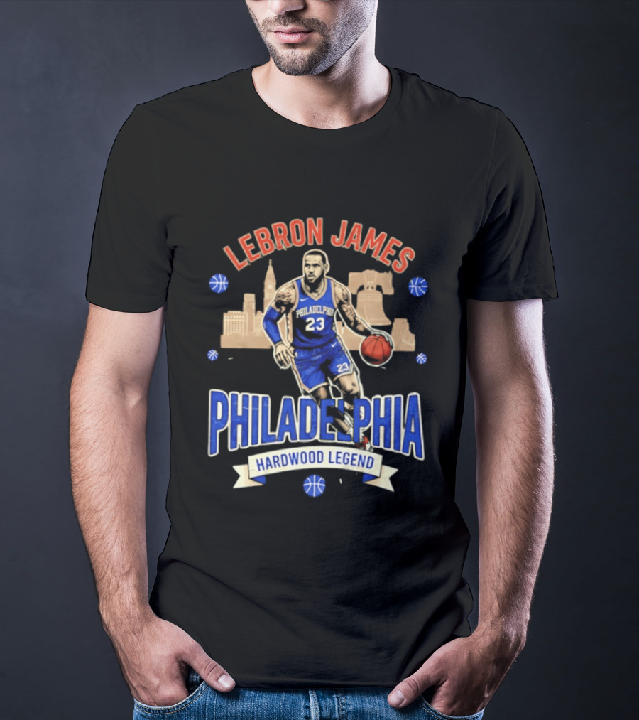 LeBron James Philadelphia Hardwood Legend Skyline Basketball 23 T-Shirt