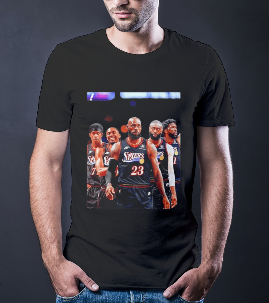 Tyrese Maxey VJ Edgecombe Jaylen Brown LeBron James Joel Embiid Sixers T-Shirt