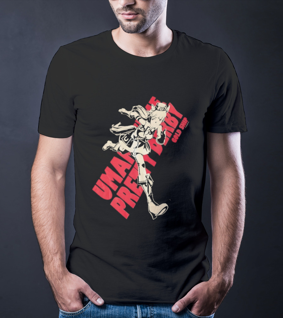 Umamusume Pretty Derby Gold Ship Anime Character Running Pose T-Shirt