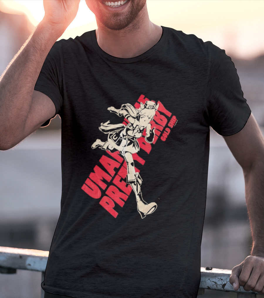 Umamusume Pretty Derby Gold Ship Anime Character Running Pose T-Shirt
