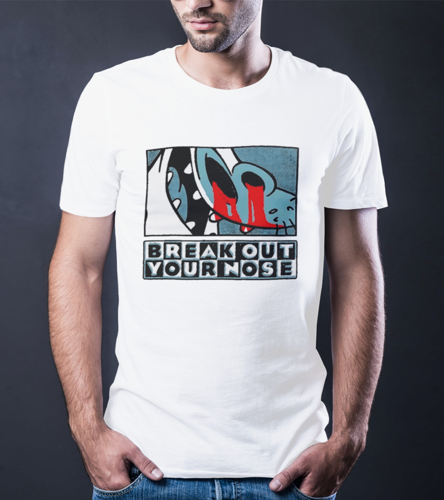 Break Out Your Nose Comic Style Cartoon With Red Accent T-Shirt