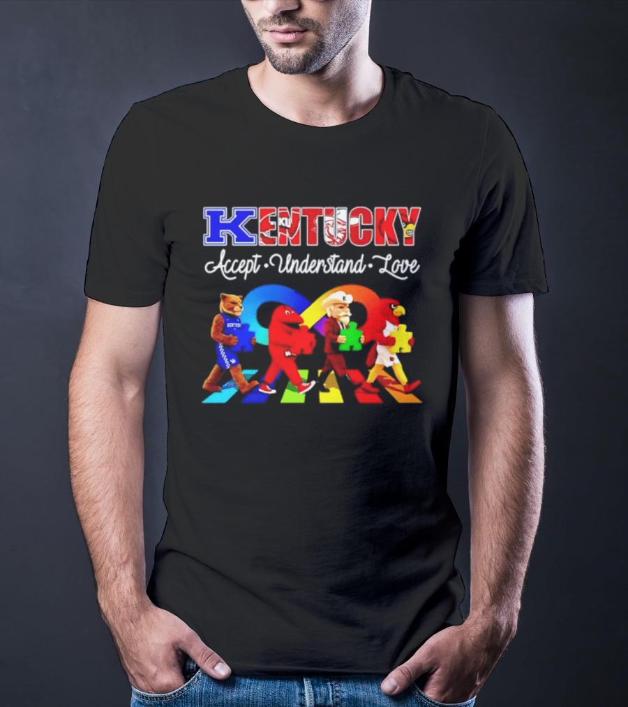 Kentucky Accept Understand Love Louisville Cardinals Puzzle Piece Parade T-Shirt
