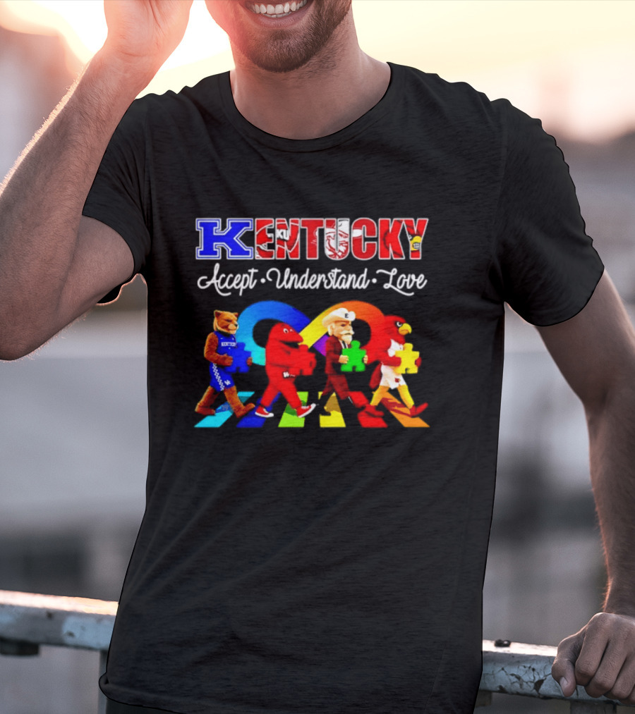 Kentucky Accept Understand Love Louisville Cardinals Puzzle Piece Parade T-Shirt