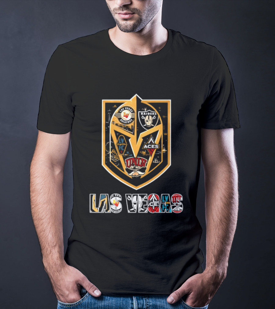Las Vegas Aviators Raiders Lights FC Aces UNLV Collaboration Emblems T-Shirt