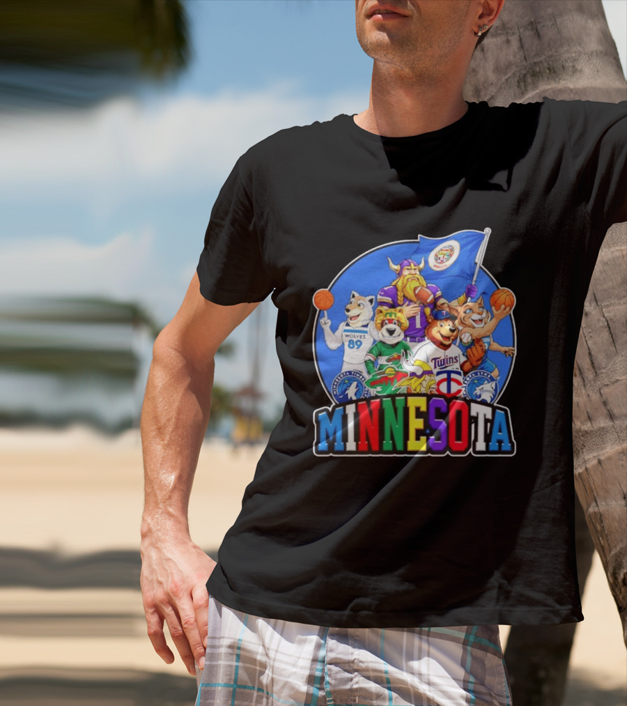 Minnesota Vikings Timberwolves Wild Twins Lynx Mascots And Logos Collection T-Shirt