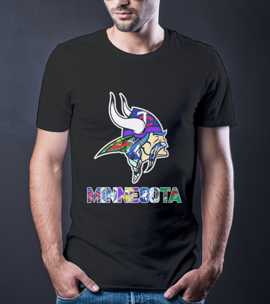 Minnesota Vikings Twins Wild Timberwolves United Team Fans Mashup T-Shirt